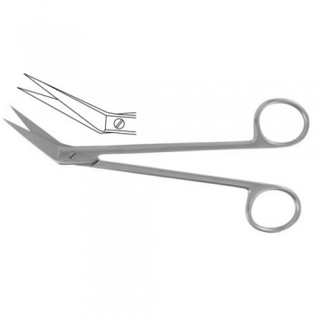 Locklin Gum Scissor Angled - One Toothed Cutting Edge Stainless Steel, 16 cm - 6 1/4"